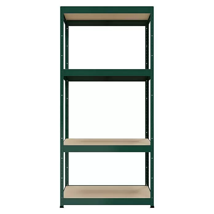 Regalux MetallregalH x B x T: 149 x 70 x 30 cm, Traglast pro Boden: 80 kg, Anzahl Böden: 4 Stk., Stecken, Grün Front View