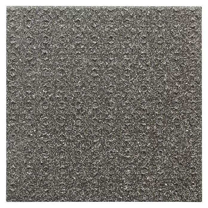 Fliesenmuster Elba Star - 15 x 15 cm, Anthrazit, Matt - Dunkelgraue, grobkörnige Steinplatte mit granularer Textur.