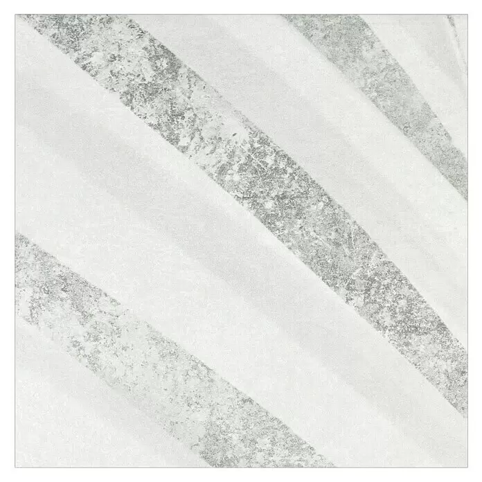 Domicil Fliesenmuster Living Concrete Goldfruit - 15 x 15 cm, Hellgrün/Weiß, Matt - Strukturierte Oberfläche mit diagonalen Streifen in hellen und dunklen Grautönen.