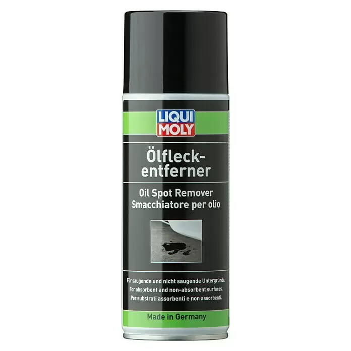 Liqui Moly Ölflecken-Entferner - 400 ml - Schwarze LIQUI MOLY Ölfleckentferner Sprühdose mit grünem und weißem Etikett.