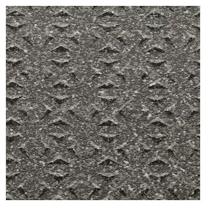Fliesenmuster Elba Star - 15 x 15 cm, Anthrazit, Matt - Dunkelgraue, texturierte Oberfläche mit erhabenem Chevron-Muster und weißen Sprenkeln.