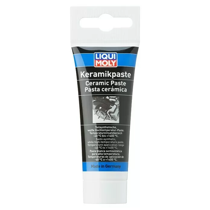 Liqui Moly Keramikpaste - 50 g - Schwarze und blaue Tube LIQUI MOLY Keramikpaste, eine teilsynthetische weiße Hochtemperatur-Paste für -40°C bis +1400°C.