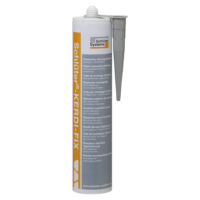 Schlüter Systems Adhesivo sellador elástico Kerdi Fix - 290 ml - Adhesivo de montaje Schlüter-KERDI-FIX: Un adhesivo fuerte y sin solventes para uniones seguras en la construcción.