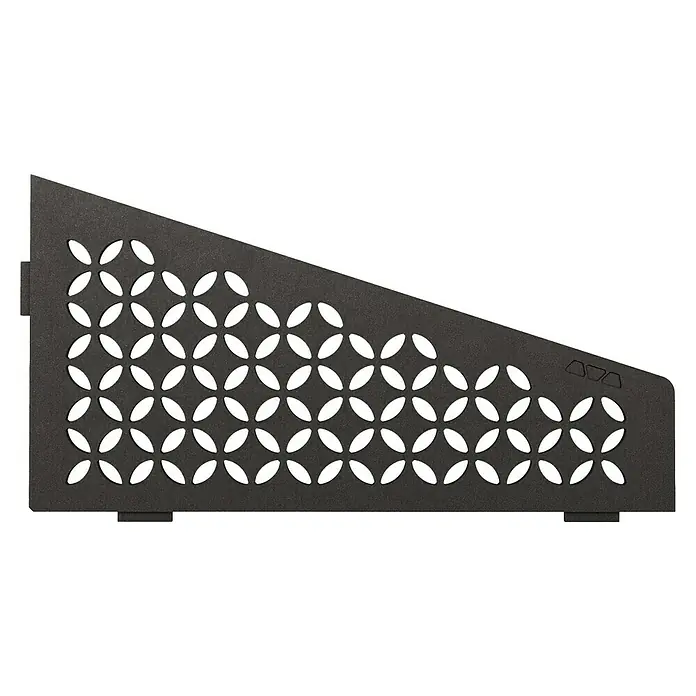 Schlüter Systems Estante esquinero - 29,5 x 15 cm, Aluminio - Panel lateral negro perforado para caja de PC con forma triangular para ventilación óptima y diseño elegante.