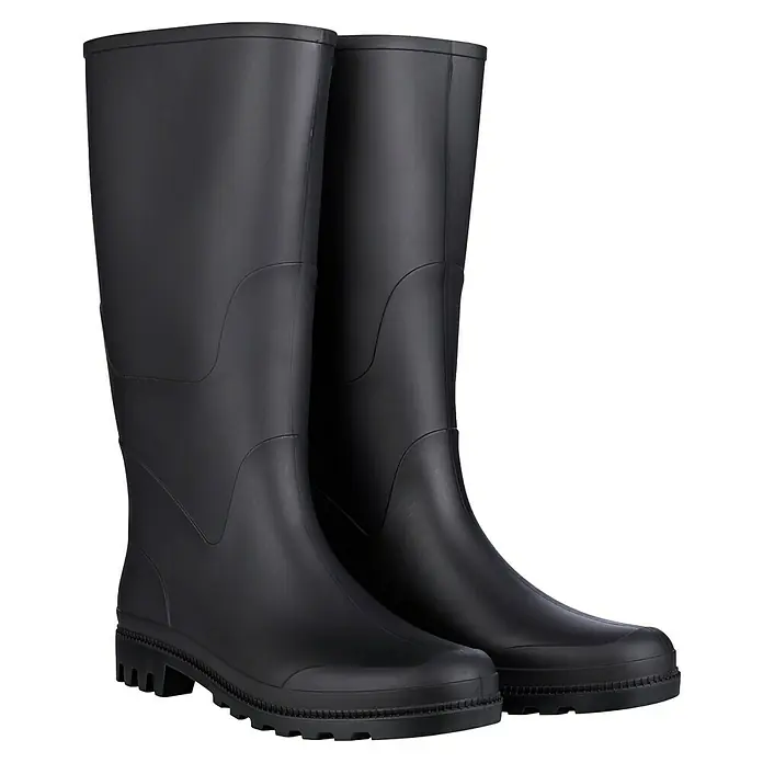 Sicherheitsstiefel - Schuhgröße: 46, Kniehoch - Schwarze Gummistiefel mit Profilsohle, ideal für regnerische Tage und Outdoor-Aktivitäten. Schützen die Füße zuverlässig vor Nässe und Schmutz.
