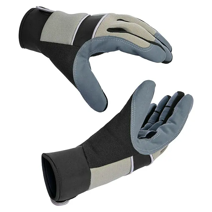 Wisent Arbeitshandschuhe Wood Worker - Handschuhgröße: 10, Beige/Grau - Abgebildet sind Arbeitshandschuhe, die robust und widerstandsfähig für verschiedene Aufgaben sind, und sich durch hohen Tragekomfort auszeichnen.
