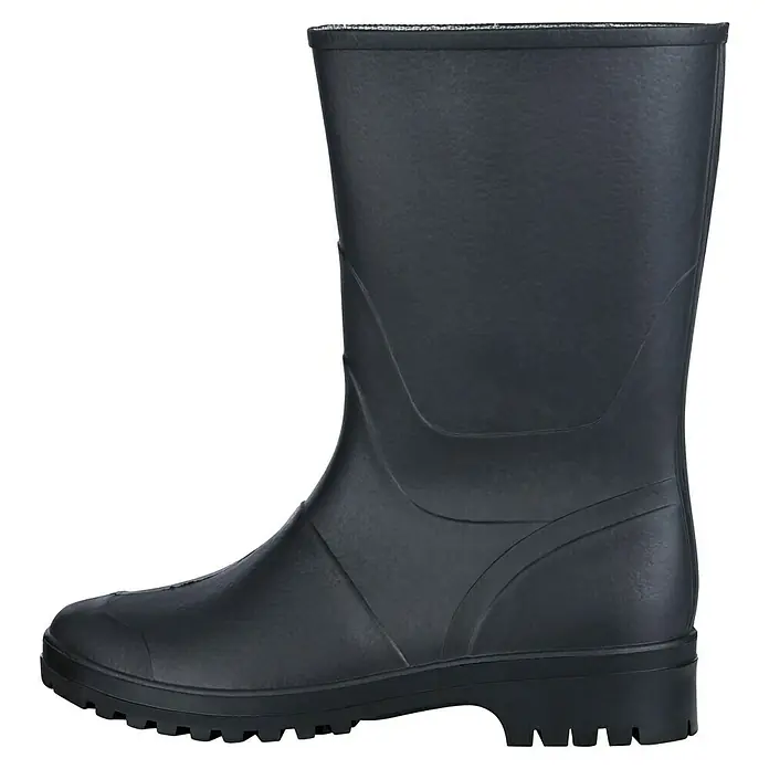 Sicherheitsstiefel - Schuhgröße: 41, Wadenhoch - Abgebildeter, dunkelblauer Gummistiefel. Er ist wasserdicht und robust und somit ideal für regnerische Tage oder Gartenarbeit.