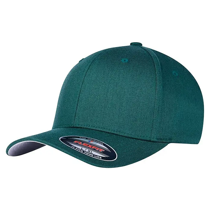 Flexfit Baseballkappe - Dunkelgrün, S/M - Dunkelgrüne Flexfit-Kappe mit weißer Krempe und dem Flexfit-Logo. Perfekt für einen sportlichen und bequemen Look.