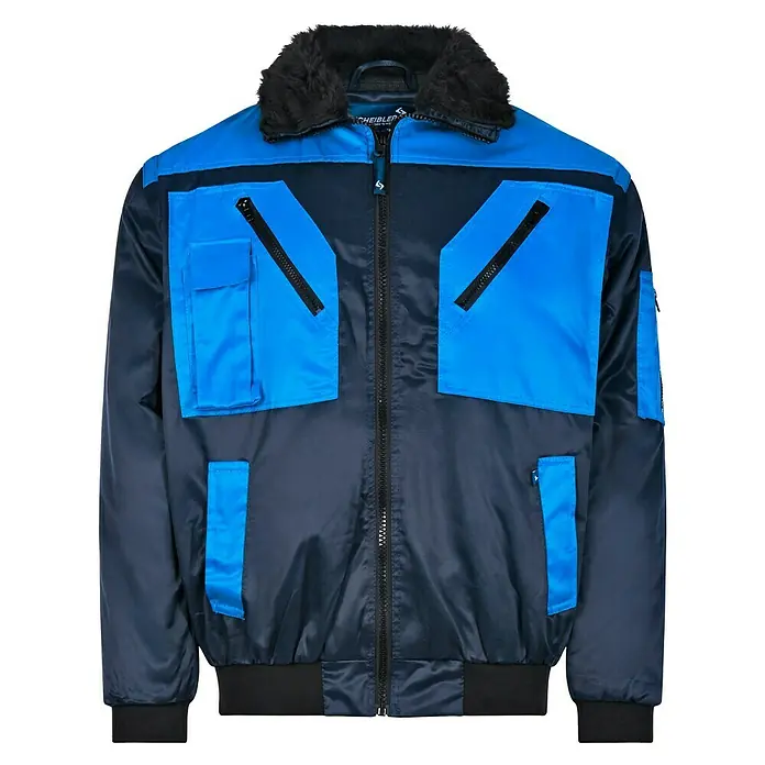 Elutex Piloten-Blouson 4in1 - Navy/Royalblau, XXL - Blaue Scheibler Herren-Bomberjacke mit Fellkragen, Reißverschluss und verschiedenen Taschen für einen stilvollen Look.