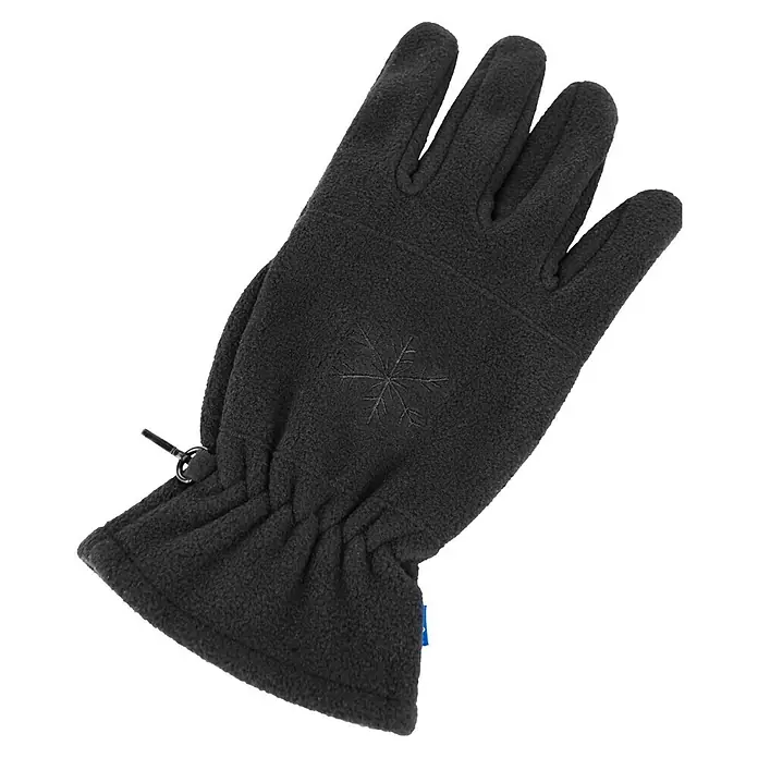 Winterhandschuhe Basic - M, Schwarz - Schwarzer Fleecehandschuh mit Schneeflockenmuster, ideal für kalte Tage, bietet Wärme und Komfort.