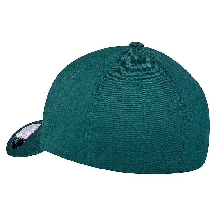 Flexfit Baseballkappe - Dunkelgrün, S/M - Grüne Baseballkappe mit atmungsaktiven Ösen und gebogenem Schirm für Sport und Freizeit.