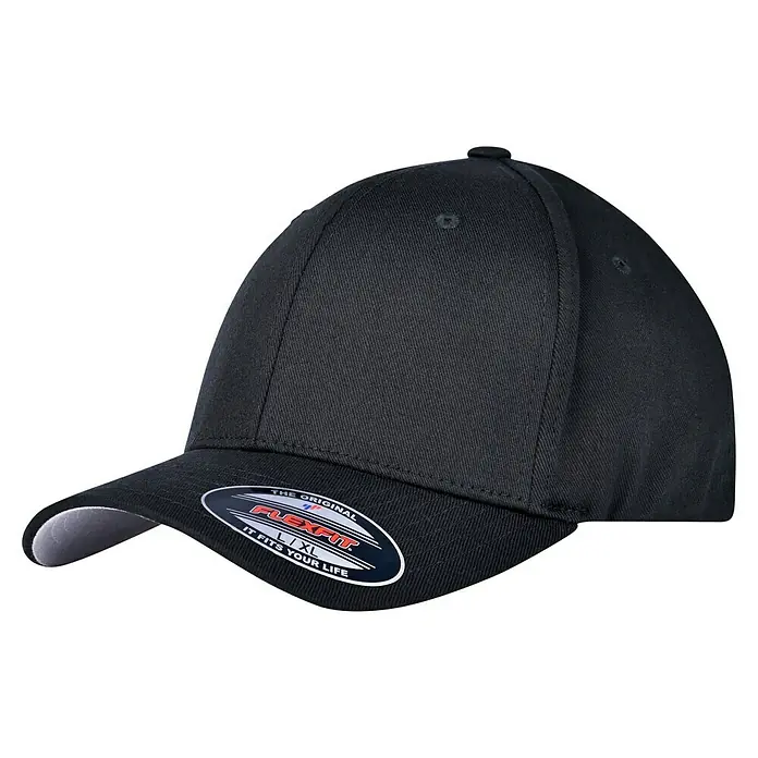 Flexfit Baseballkappe - Schwarz, S/M - Schwarze Flexfit-Kappe, ideal für Sport und Freizeit, mit dezentem Logo und bequemer Passform.