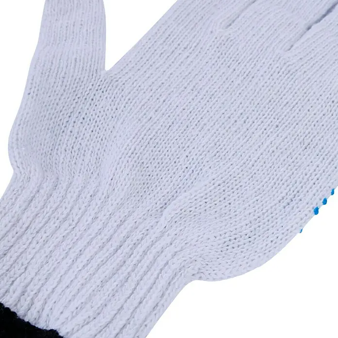 Guide Arbeitshandschuhe 710 - 10, Weiß - Detailaufnahme eines weißen Strickhandschuhs mit Textur und Fokus auf das Material.