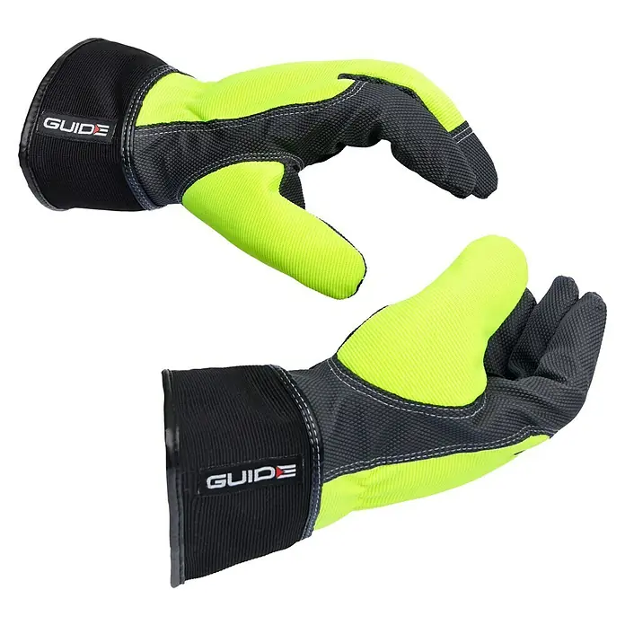 Guide Arbeitshandschuhe 5148W - 9 - Paar gelb-schwarze Guide-Arbeitshandschuhe mit robustem Design für optimalen Schutz und Komfort bei der Arbeit.