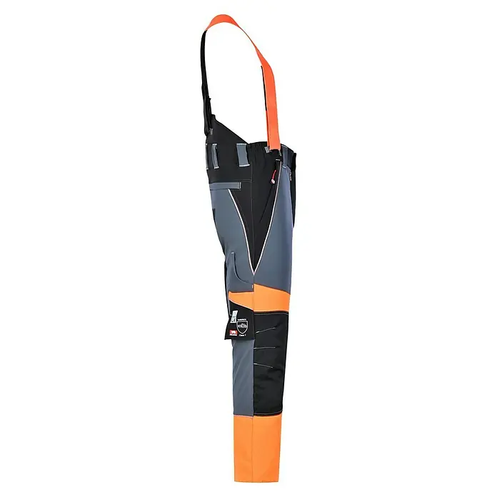 Bullstar Schnittschutzhose Proximo mit Hosenträger - 54, Orange/Anthrazit, Herren - Latzhose in Schwarz, Grau und Orange mit verstellbaren Trägern. Die Hose ist ideal für Arbeiten im Freien und bietet Schutz und Komfort.
