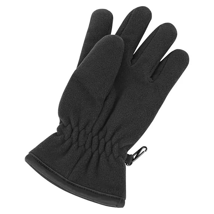 Elutex Winterhandschuhe - M, Schwarz - Schwarzer Fleecehandschuh mit elastischem Handgelenk und Clip zum Befestigen der Handschuhe. Ideal für Outdoor-Aktivitäten.