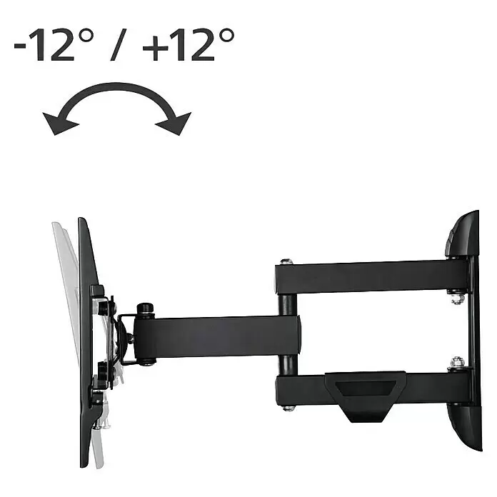 Hama TV-Wandhalterung schwenkbar - Passend für: Bildschirmdiagonale 19 - 48″, 48 - 122 cm, Belastbarkeit: 25 kg, Wandabstand: 7,9 cm - 38,8 cm - Schwarze, schwenkbare TV-Wandhalterung mit einem Neigungsbereich von -12 bis +12 Grad.