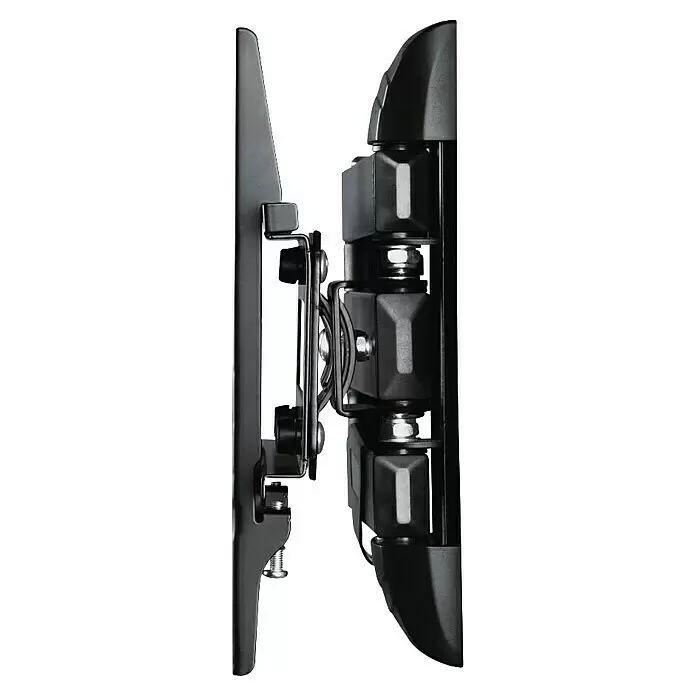 Hama TV-Wandhalterung schwenkbar - Passend für: Bildschirmdiagonale 19 - 48″, 48 - 122 cm, Belastbarkeit: 25 kg, Wandabstand: 7,9 cm - 38,8 cm - Schwarze TV-Wandhalterung aus Metall mit Gelenkarm, von der Seite gezeigt, betont die Verstellbarkeit.