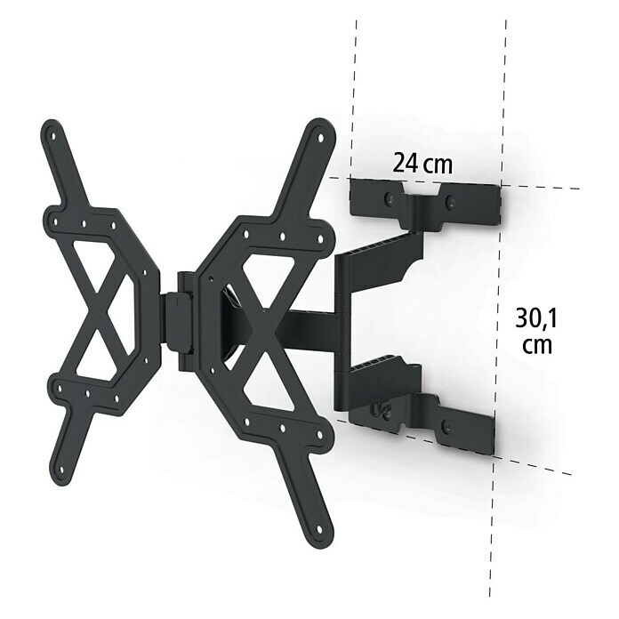 Hama TV-Wandhalterung schwenkbar (Passend für: Bildschirmdiagonale 32 - 65″, Belastbarkeit: 30 kg, Wandabstand: 2,5 cm - 41 cm) | BAUHAUS