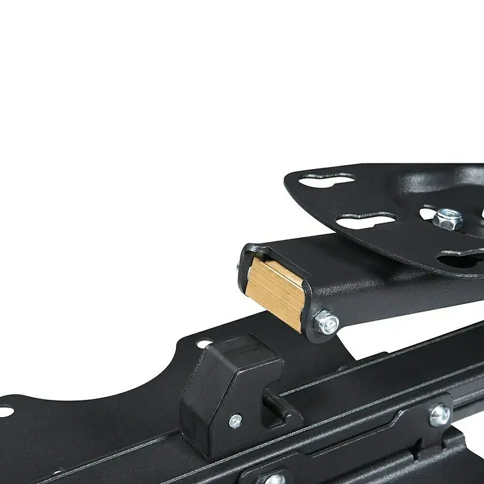 Hama TV-Deckenhalterung schwenkbar & höhenverstellbar - Passend für: Bildschirmdiagonale 19 - 46″, 48 - 117 cm, Belastbarkeit: 20 kg - Nahaufnahme einer schwarzen TV-Halterung mit goldenem Akzent. Perfekt für die sichere und stilvolle Wandmontage Ihres Fernsehers.