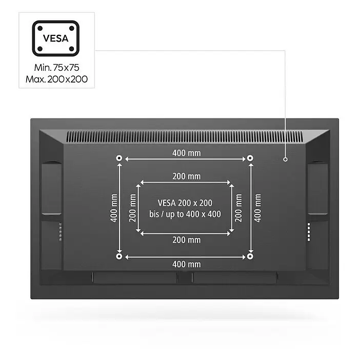 Hama TV-Deckenhalterung schwenkbar & höhenverstellbar - Passend für: Bildschirmdiagonale 19 - 46″, 48 - 117 cm, Belastbarkeit: 20 kg - Rückseite eines Bildschirms mit VESA-Befestigungsmustern von 75x75 bis 400x400 mm für Wandhalterungen.