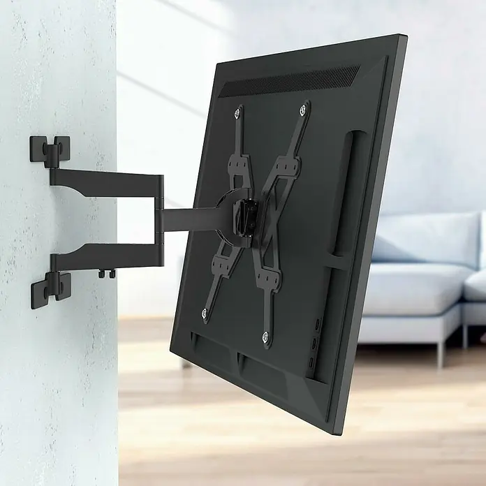 Hama TV-Wandhalterung schwenkbar - Passend für: Bildschirmdiagonale 32 - 65″, 81 - 165 cm, Belastbarkeit: 30 kg, Wandabstand: 2,5 cm - 41 cm - Bild einer schwenkbaren TV-Wandhalterung, die einen Fernseher sicher und flexibel an der Wand befestigt. Sie ermöglicht eine optimale Ausrichtung.