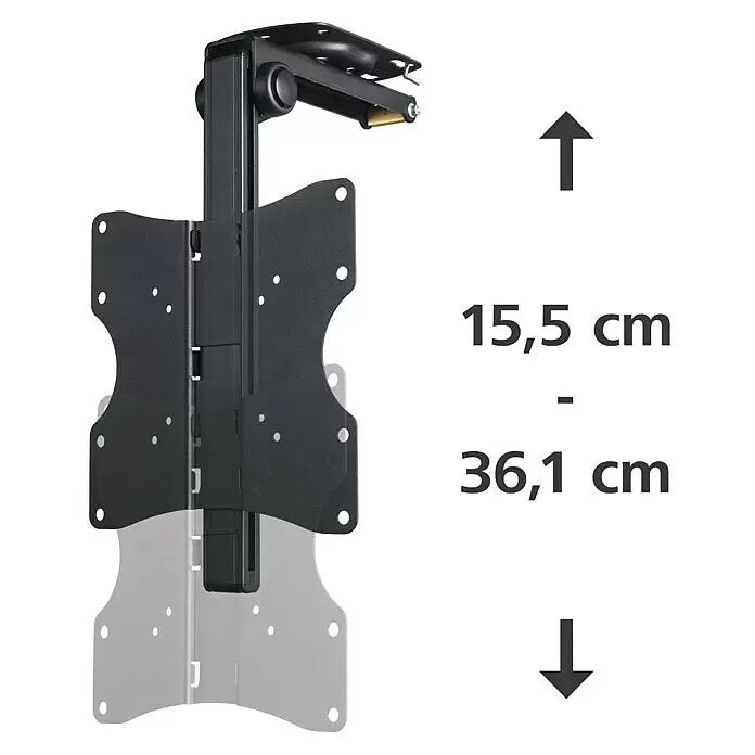 Hama TV-Deckenhalterung schwenkbar & höhenverstellbar - Passend für: Bildschirmdiagonale 19 - 46″, 48 - 117 cm, Belastbarkeit: 20 kg - Schwarze verstellbare Decken-TV-Halterung aus Metall, zeigt aus- und eingefahrene Positionen.