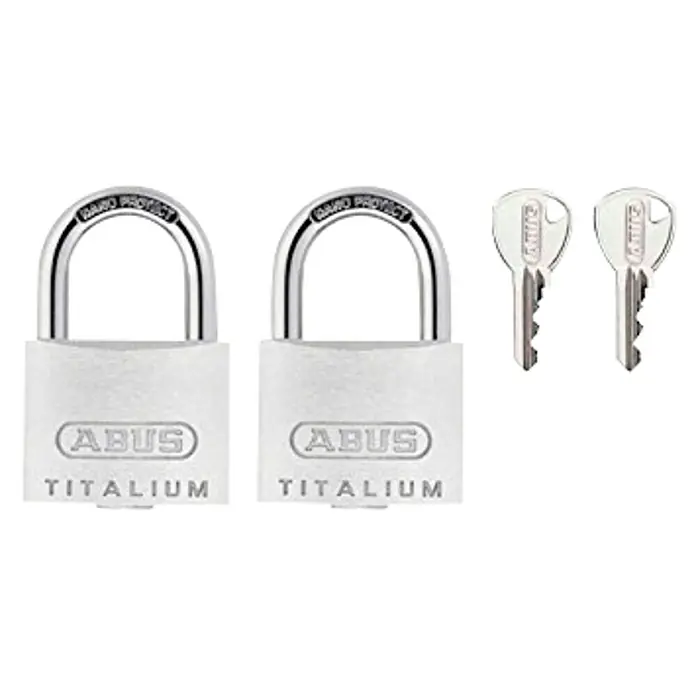 Abus Titalium Juego de candados 64TI/20 - An x Al: 20 x 34 mm, 2 ud., Aluminio - Juego de candados Abus Titalium con dos candados y dos llaves para mayor seguridad y protección.