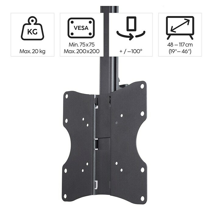 Hama TV-Deckenhalterung schwenkbar & höhenverstellbar (Passend für: Bildschirmdiagonale 19 - 46″, Belastbarkeit: 20 kg) | BAUHAUS