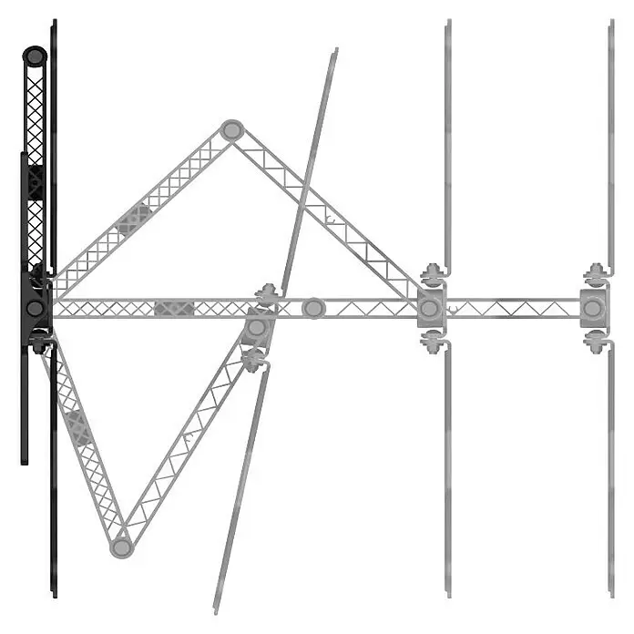 Hama TV-Wandhalterung schwenkbar - Passend für: Bildschirmdiagonale 32 - 65″, 81 - 165 cm, Belastbarkeit: 30 kg, Wandabstand: 2,5 cm - 41 cm - Graues Metall-Fachwerksystem mit verbundenen Trägern, Diagonalstreben und runden Gelenken.