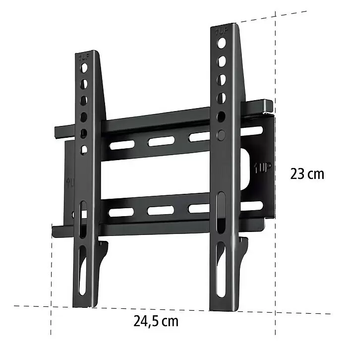 Hama TV-Wandhalterung starr - Passend für: Bildschirmdiagonale 19 - 46″, 48 - 117 cm, Belastbarkeit: 25 kg, Wandabstand: 2,5 cm - Schwarze Metall-TV-Wandhalterung, 24,5 cm breit und 23 cm hoch, für sichere Displaymontage.