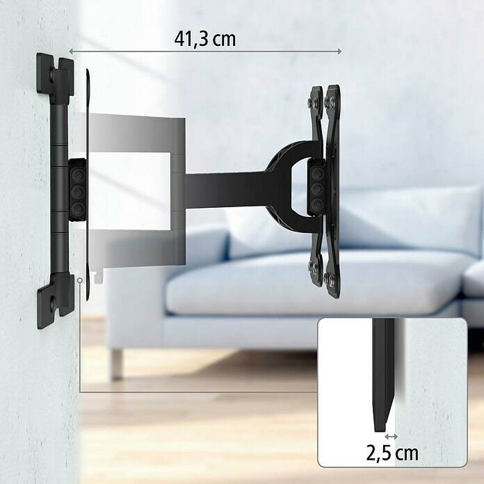 Hama TV-Wandhalterung schwenkbar (Passend für: Bildschirmdiagonale 32 - 65″, Belastbarkeit: 30 kg, Wandabstand: 2,5 cm - 41 cm) | BAUHAUS