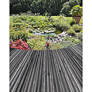 Terrassendiele Kiefer teilgeriffelt (Kiefer, L x B x S: 200 x 14,5 x 2,8 cm, Grau)