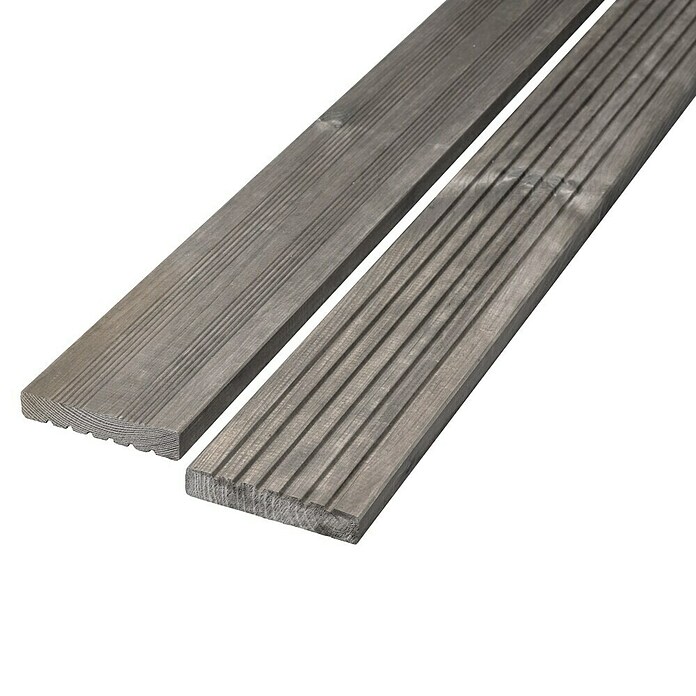 Terrassendiele Kiefer teilgeriffelt (Kiefer, 2 000 x 145 x 28 mm, Grau) | BAUHAUS