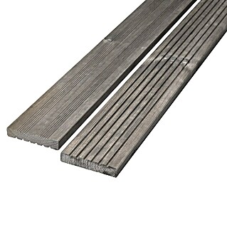 Terrassendiele Kiefer teilgeriffelt (Kiefer, 2 000 x 145 x 28 mm, Grau)