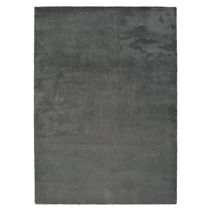 Alfombra de pelo corto Kristel - Gris, 110 x 60 cm, 100% Poliéster - Una alfombra gris con una textura fina, ideal para espacios modernos, creando un ambiente acogedor con su diseño sencillo.