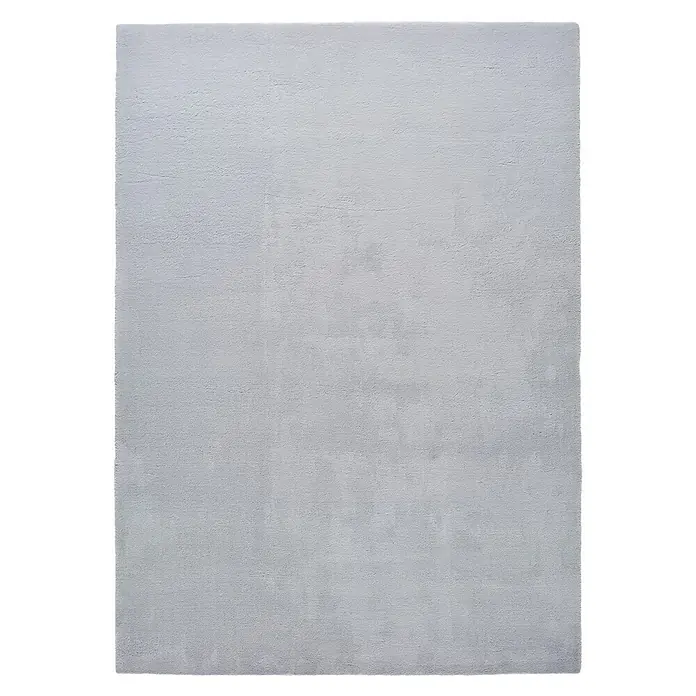 Alfombra de pelo corto Kristel - Plata, 110 x 60 cm, 100% Poliéster - Una alfombra cuadrada de color gris claro con una textura sutil, ideal para espacios modernos. La alfombra ofrece confort y estilo.