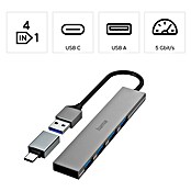 Hama USB-Hub 4 Ports, USB-3.2 Gen 1 (USB A-Stecker, USB C-Stecker, Bis zu 5 Gbit/s) | BAUHAUS