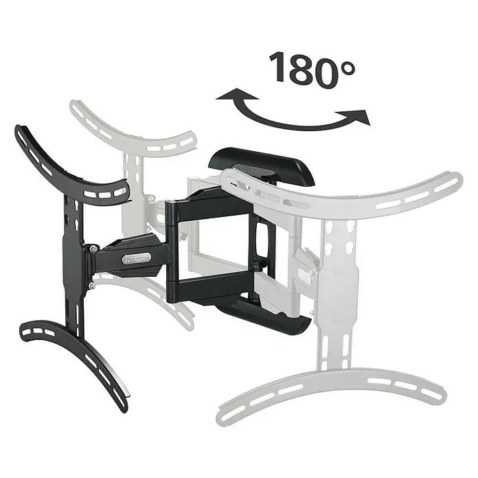 Hama TV-Wandhalterung schwenkbar - Passend für: Bildschirmdiagonale 32 - 65″, 81 - 165 cm, Belastbarkeit: 35 kg, Wandabstand: 5,2 cm - 40,7 cm - Bild einer schwenkbaren TV-Wandhalterung mit einer 180°-Drehfunktion, ideal für flexible Betrachtungswinkel.
