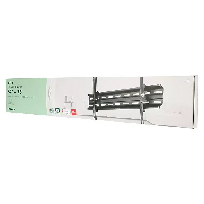 Hama TV-Wandhalterung neigbar - Passend für: Bildschirmdiagonale 32 - 75″, 81 - 191 cm, Belastbarkeit: 40 kg, Wandabstand: 2,8 cm - Schwarze Hama neigbare TV-Wandhalterung aus Metall für 32-75 Zoll Fernseher, max. 40kg, VESA 600x400.