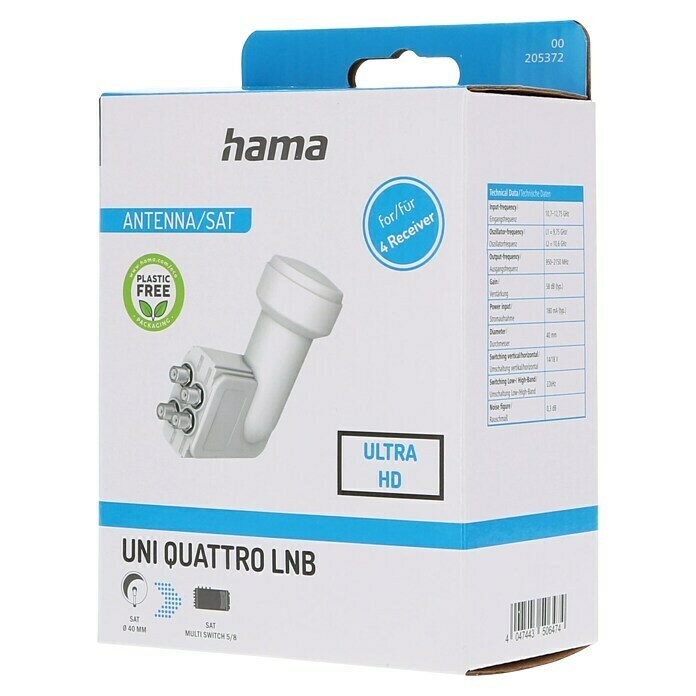 Hama Universal-Quattro-LNB (4-fach, 0,3 dB, Weiß) | BAUHAUS