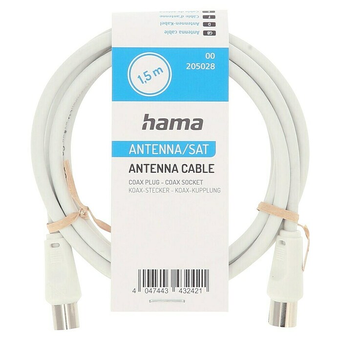 Hama Cable de conexión de antena (1,5 m, Blanco, 75 dB) | BAUHAUS
