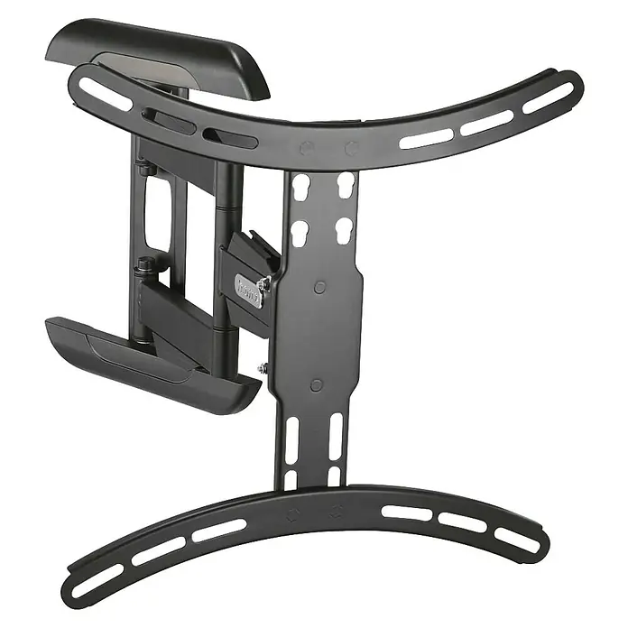 Hama TV-Wandhalterung schwenkbar - Passend für: Bildschirmdiagonale 32 - 65″, 81 - 165 cm, Belastbarkeit: 35 kg, Wandabstand: 5,2 cm - 40,7 cm - Nahaufnahme einer schwarzen TV-Wandhalterung mit verschiedenen Einstellmöglichkeiten, ideal zur flexiblen Montage von Fernsehern.