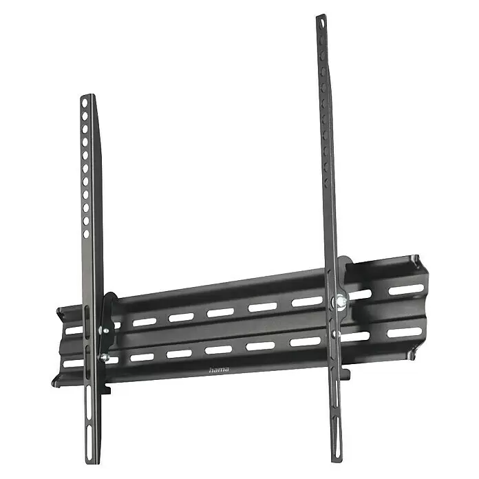 Hama TV-Wandhalterung neigbar - Passend für: Bildschirmdiagonale 32 - 75″, 81 - 191 cm, Belastbarkeit: 40 kg, Wandabstand: 2,8 cm - Dunkelgraue TV-Wandhalterung aus Metall, mit horizontaler Wandplatte und zwei vertikalen VESA-Haltern.