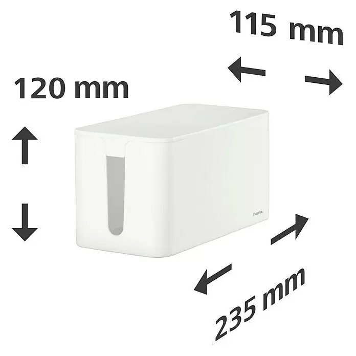 Hama Kabelbox Mini - Weiß - Weiße Hama Kabelmanagementbox aus Kunststoff, 235x115x120 mm, mit Schlitz für Kabelführung.