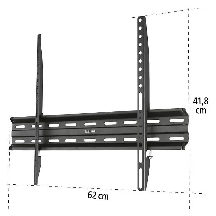 Hama TV-Wandhalterung starr - Passend für: Bildschirmdiagonale 32 - 75″, 81 - 191 cm, Belastbarkeit: 40 kg, Wandabstand: 2,3 cm - Schwarze Hama TV-Wandhalterung, 62 cm breit und 41,8 cm hoch, zur sicheren TV-Montage.