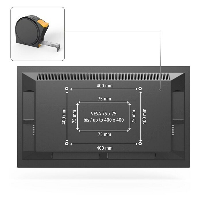 Hama TV-Wandhalterung starr (Passend für: Bildschirmdiagonale 32 - 65″, Belastbarkeit: 35 kg, Wandabstand: 2,3 cm) | BAUHAUS