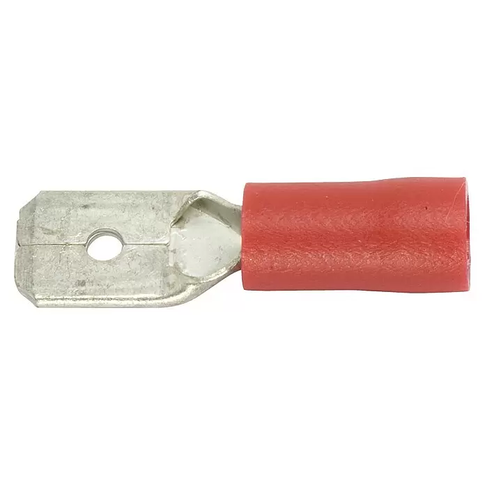 SWG Flachsteckhülsen - Breite: 4,8 mm, 7 Stk., 0,5 mm² - 1,5 mm² - Rot isolierter Flachstecker.