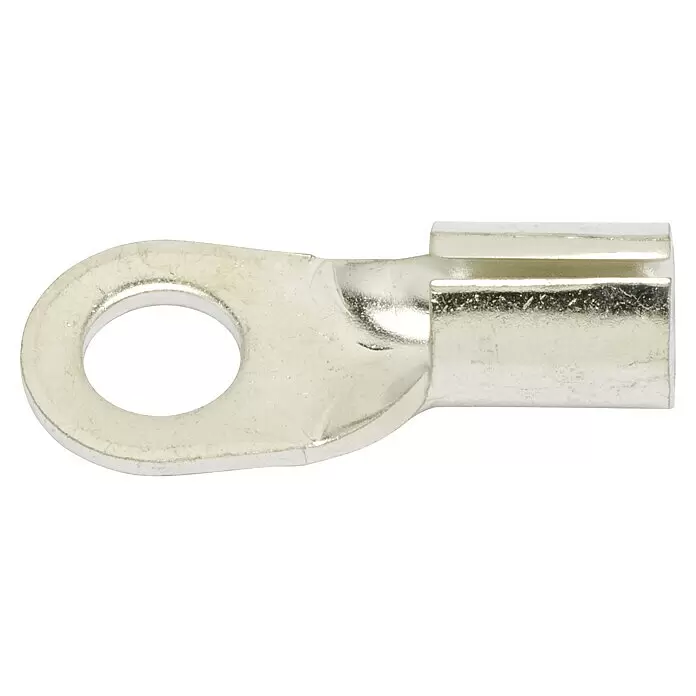 Ring-Kabelschuhe - Querschnitt: 16 mm², Durchmesser: 6,5 mm, 2 Stk. - Silberfarbene elektrische Ringkabelschuh.