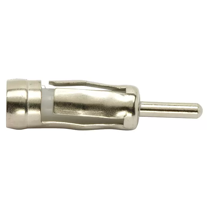 SWG Antennen-Adapter DIN - Länge: 40 mm - Silberner Autoantennenadapter/Verbinder mit weißer Isolierung.